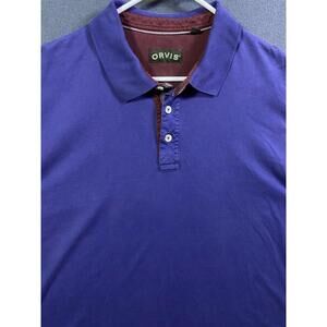 Orvis Men's Blue S/S Polo Shirt XLarge XL 48 x 27 Pima Cotton Spread Fishing EUC